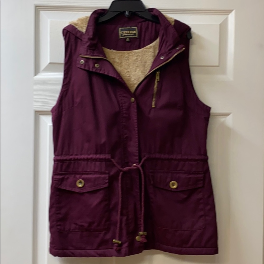 Ladies Fur Lined Vest with Hood